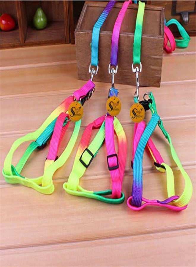 Sage Square Dog Adjustable Scarf Cum Bandana Cum Neckerchief Collar + Colorful Dog Harness and Leash Set, No Chock Puppy Step Vest Harness Nylon Lightweight Neck&Chest - Image 4